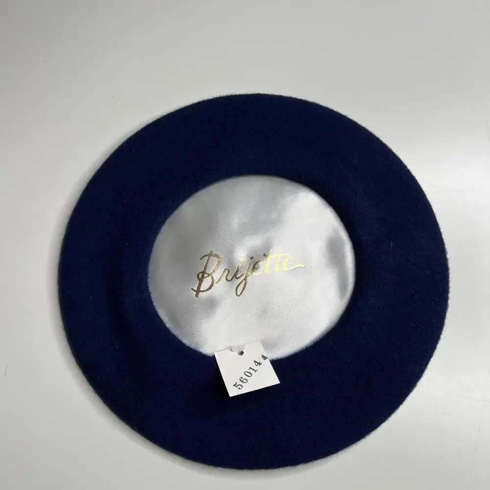 90s Brijette Navy Wool Beret Hat 100% Wool Made in South Africa w/ Lazarus Tag‎